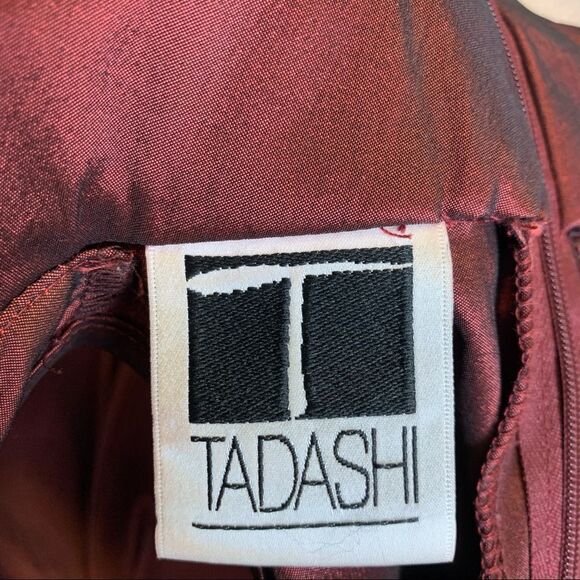 Tadashi Red metallic halter wrap ruffle dress Sz XS - Picture 8 of 13